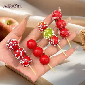 AqToCna Kẹp Tóc Dễ Thương Sáng Tạo Mô Phỏng Thực Phẩm Kẹp Tóc Phụ Kiện Tóc Hawthorn Candied Haws Kẹp Bên Trái Cây Ngộ nghĩnh Mũ Cho Nữ AqToCna