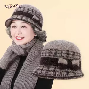 AqToCna Thời Trang Ngoài Trời Thiên Chúa Lông Cừu Dệt Kim Mũ Mùa Đông Lông Thỏ Mũ Bóng Chày Nơ Ấm Áp Lưu Vực Mũ Dành Cho Người Trung Niên Và Người Cao Tuổi AqToCna