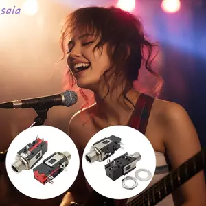 Đầu nối âm thanh điện thoại SAIA, Ổ cắm tai nghe 6,35 1 / 4 inch Ổ cắm tai nghe 6.35mm, Khóa ren Đàn Guitar Ổ cắm micrô âm thanh Mono / Stereo Đầu nối giắc cắm nữ