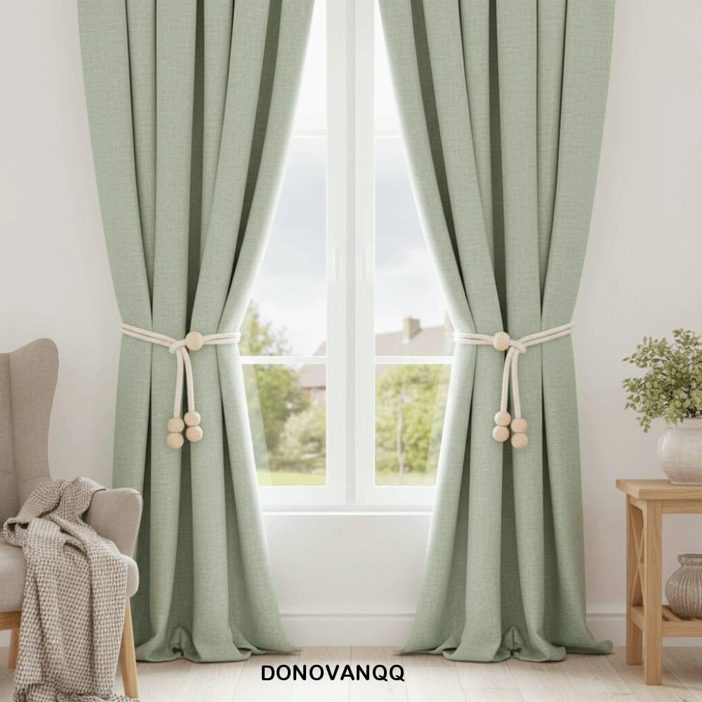 Dây buộc rèm DONOVANQQ, Dây buộc rèm tối giản có thể điều chỉnh, Chống trượt đa năng với hạt gỗ Rèm mềm Dây buộc trang trí nội thất