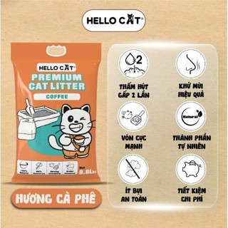 [COMBO 3-6 TÚI] Cát Vệ Sinh Hello Cat Premium Litter, Cát Đất Sét Khử Mùi Tốt, Vón Cục Tối, Ít Bụi