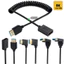 Cáp nối dài HDMI 2.1 lò xo cuộn, Nữ sang Nam, 1,2m, 8K @ 60Hz / 4K @ 120Hz, OD 4.0mm Slim, Phích cắm HDMI 90 độ, dành cho máy tính xách tay, TV, Màn hình