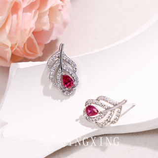 Châu Âu Mỹ ins Phong Cách Mới Đỏ Corundum Zircon Bông Tai Nữ