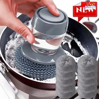 Bàn chải làm sạch ITRUMPET, Bàn chải rửa chén di động loại nhấn, Đầu có thể thay thế Bền bỉ Dễ sử dụng Dụng cụ phân phối xà phòng nhà bếp để làm sạch bát đĩa Nồi Chảo & Bồn rửa