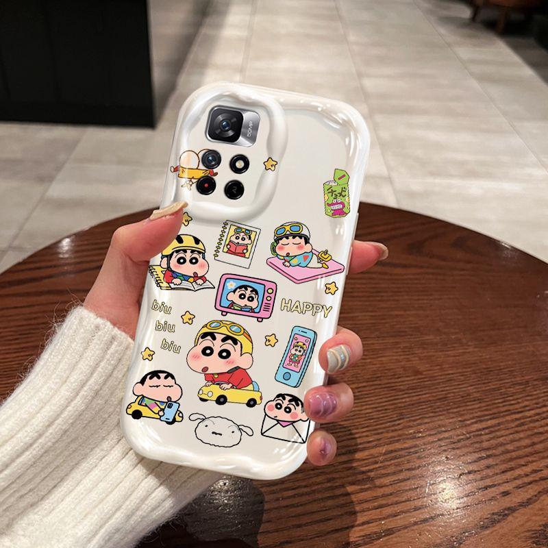Vỏ silicon hoạt hình cho Redmi Note 11 11S 12 Pro 4G 3D Phụ kiện hoạt hình TPU mềm Crayon Shin chan Vỏ điện thoại
