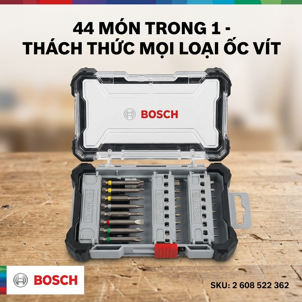 [Chính hãng] Bộ Vặn Vít Bosch 44 Món (SKU: 2607017734)