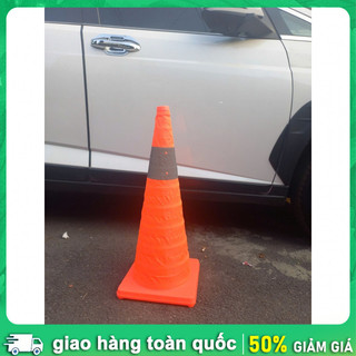 Nón giao thông gấp gọn 45cm phản quang 3 cỡ 30-70cm Rút gọn, Có đèn phát sáng, An toàn ban đêm, Cọc tiêu hình chóp