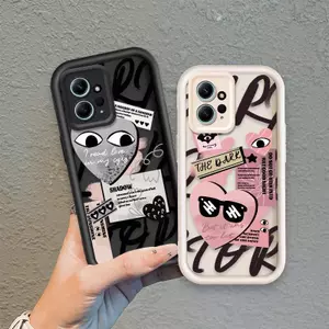 Áp dụng cho Redmi Note 12 4G Vỏ điện thoại mềm cầm tay bằng silicon hoạt hình TPU Nhãn tình yêu Angel Eye Ốp lưng chống sốc
