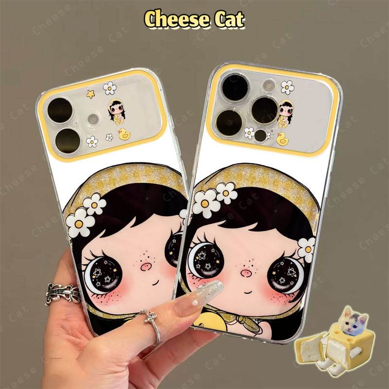 Ốp điện thoại bảo vệ họa tiết ống kính nơ dễ thương dành cho iPhone 13 12 11 14 15 16 Pro Max búp bê xu hướng thời trang