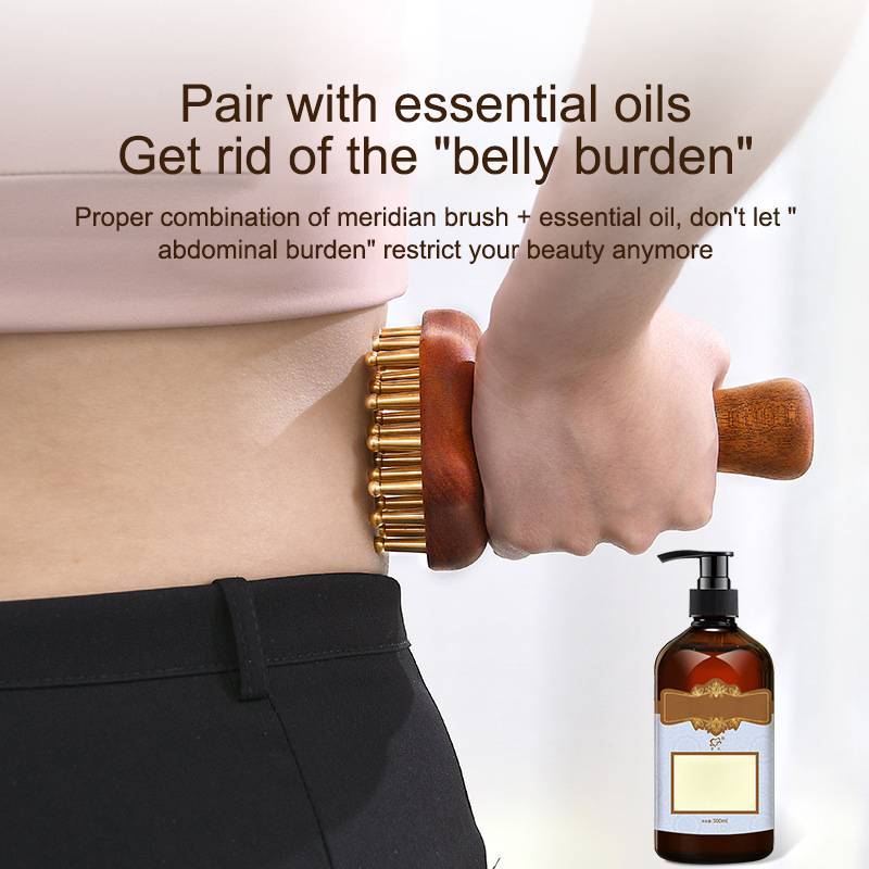 HFSHY Đồng Hạt Massage Gua Sha Lược Kinh Tuyến Bàn Chải Chống Tĩnh Điện Tay Cầm Điểm Massage Bàn Chải Bền Trung Quốc SPA Acupoint Massage Dụng Cụ VN