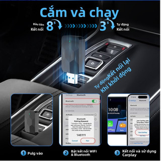 Adapter CarPlay không dây cho ô tô hỗ trợ Android Auto chuyển đổi có dây sang không dây kết nối nhanh chóng
