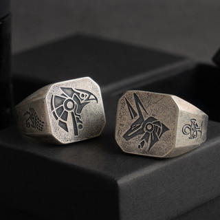 Nhẫn nam hở mắt Horus bạc Thái thần Ai Cập vintage tối giản nhẫn ngón út cá tính