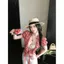 Vitality Sweetheart Mùa hè Phong cách mới Áo sơ mi kẻ sọc sang trọng nhẹ nhàng dành cho nữ tay phồng ve áo có dây buộc Cardigan ngắn ren