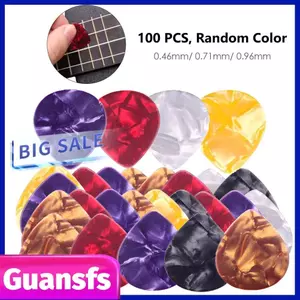 Guansfs 100 Chiếc Guitar Pick 0.46mm/ 0.71mm/ 0.96mm Celluloid Picks Plectrum cho Phụ kiện Guitar Điện Cổ điển Acoustic Người chơi (Nhiều màu được gửi ngẫu nhiên)