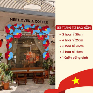 [HỎA TỐC HCM] [Tặng Keo Dán] Set trang trí 30/4 Rạng rỡ Việt Nam hoa nỉ sao vàng, decor quán cà phê, lớp học dịp lễ 2/9