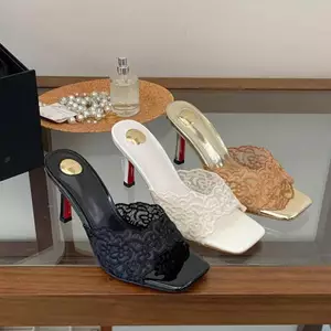 TT Ren Cao Gót Gợi Cảm Thoáng Khí Dép Nữ Lật Mũi Vuông Mules Không Mệt Mỏi Sandal