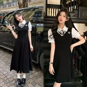 Quần áo nữ cỡ lớn phong cách preppy mùa hè với thiết kế giả hai mảnh giúp tạo dáng slimmer
