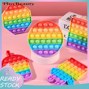 < Pluscloth > Rainbow Push Bubble Fidget Toy Giảm căng thẳng Bong bóng silicon bật lên Trò chơi bóp giác quan Lo âu Bình tĩnh ủng hộ bữa tiệc cho trẻ em Người lớn Đồ chơi bàn văn phòng du lịch vui nhộn Đồ chơi Fidget