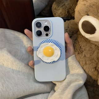 Ốp bảo vệ chân đế họa tiết trứng chiên ca rô cho iPhone 11 12promax 13pro15pro 15promax 14 14promax 14pro 16 pro max 16 plus 17 17promax