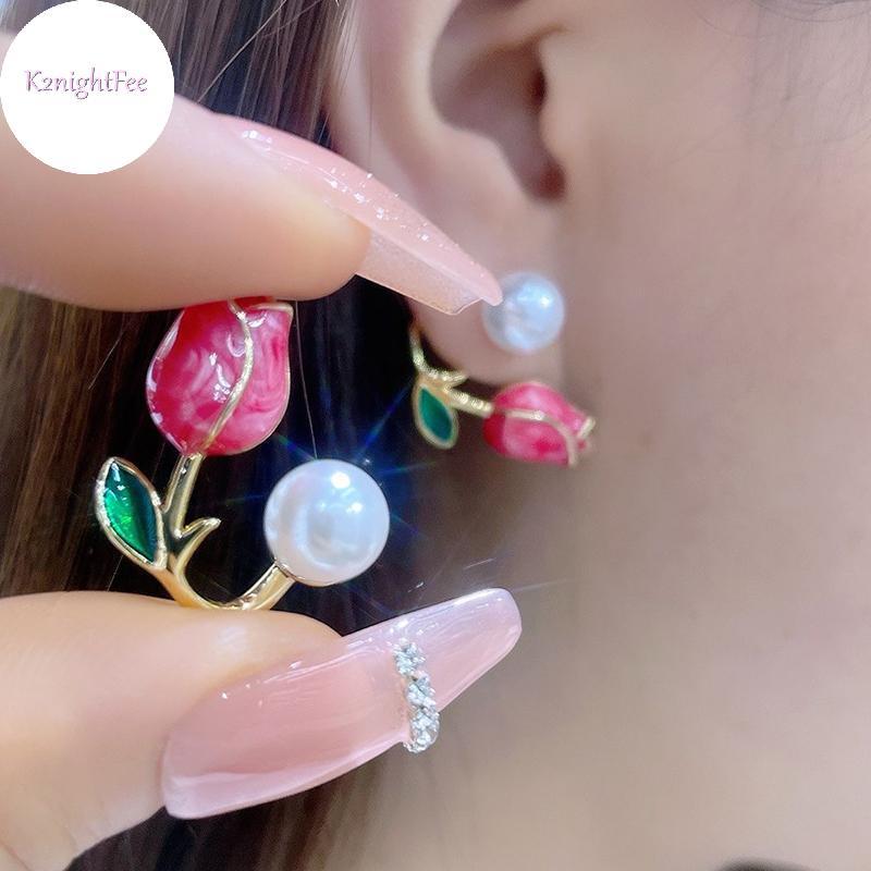 K2nightFee Bông Tai Hình Tulip Giả Ngọc Trai Cho Nữ, Two Ways to Wear, Phù Hợp Dự Tiệc & Hàng Ngày