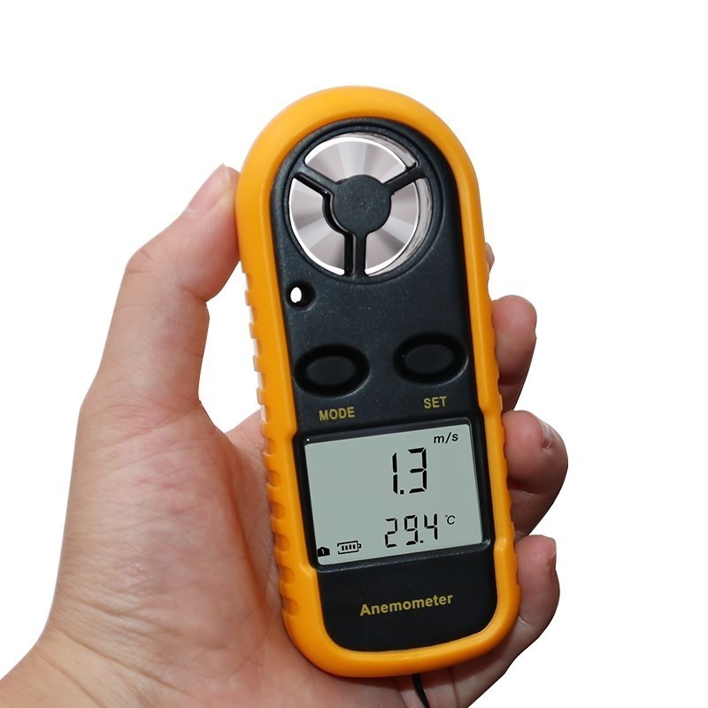 Đồng hồ đo túi anemometer tốc độ gió kỹ thuật số đếm nhiệt độ gió hiển thị máy đo nhiệt độ 0-30m / s