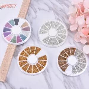 HFSHY 3D Micro Hạt Móng Tay Nghệ Thuật Kim Cương Giả Caviar Đầu Trang Trí Làm Móng Tay DIY Bánh Xe VN
