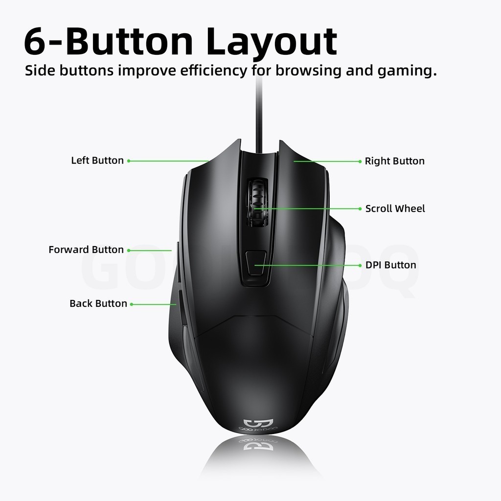 Chuột Có Dây GOOJODOQ 4 Nấc DPI, 6 Nút, Thiết Kế Êm Tay, Cắm USB Xài Liền | BigBuy360 - bigbuy360.vn