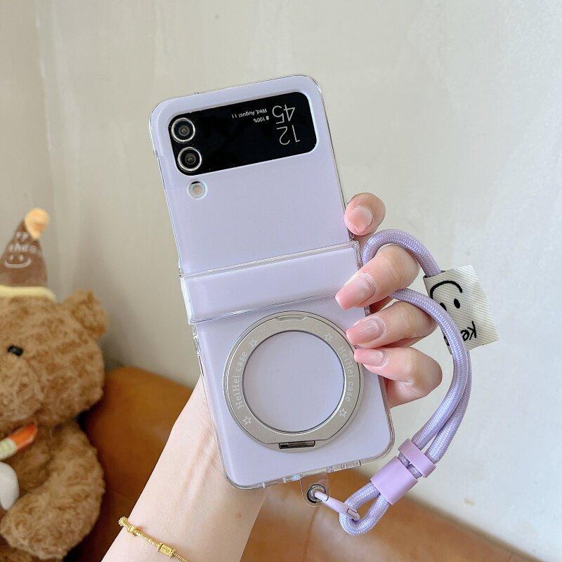 Thích Hợp Cho Samsung Galaxy ZFlip7 zflip6 Macaron Màu Xoay Giá Đỡ Ốp Lưng Điện Thoại Dây Gấp Vỏ Cứng Cho Z Flip 7 6 5 4 5G N3Flip Vỏ Bảo Vệ