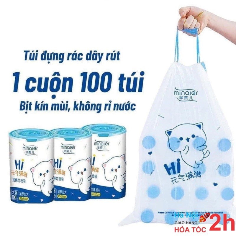 Túi Đựng Rác Có Dây Kéo loại 100 Túi. Loại Siêu Dày Dai Chắc Chắn, Túi Đựng Rác
