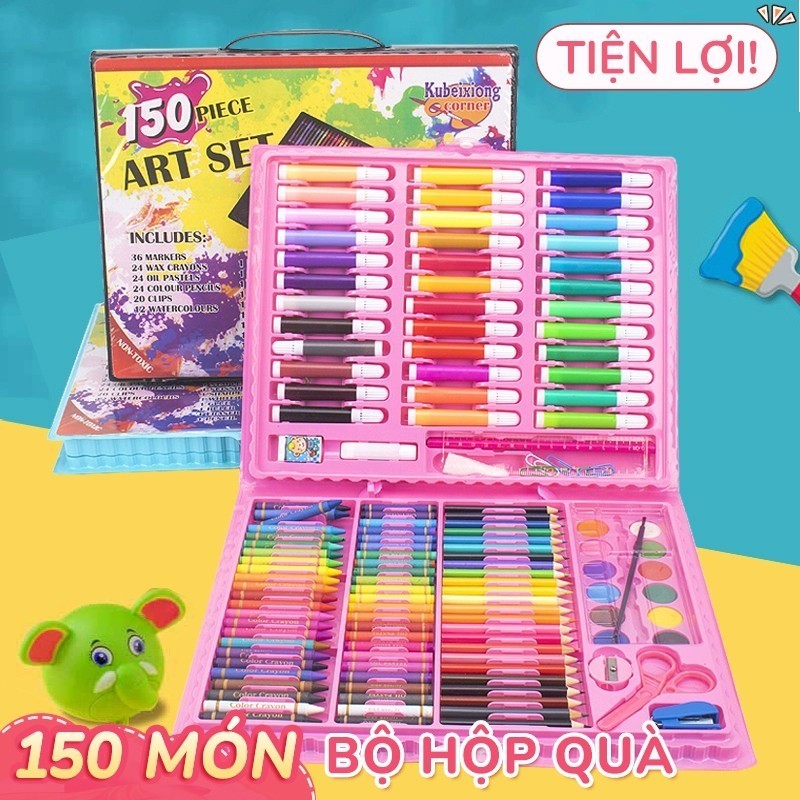 Set 150 Màu Vẽ Tranh-Set Quà Tặng Cao Cấp Cho Học Sinh, Bao Gồm Cả Màu Sáp Dầu Và Bút Lông Màu Nước, quà sinh nhật
