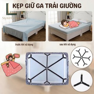 Kẹp Ga Trải Giường Chống Trượt, Điều Chỉnh Được - Dây Buộc Màu Đen