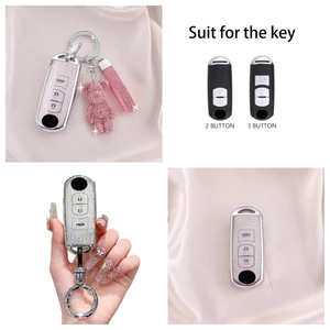 Chìa Khóa Fob Bao Kim Cương Trắng TPU 3 Nút Chìa Khóa Chống Sốc Chống Bụi Xe Bảo Vệ Chìa Khóa Mềm Mại Thân Thiện Với Da Chìa Khóa Tự Động Sử Dụng Hàng Ngày Phụ Kiện