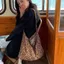 2024 Little Leopard Print Crossbody Phong Cách Phương Tây Canvas Sinh Viên Phù Hợp Với Túi Vải Đeo Ngang Rõ Ràng 26.4.27