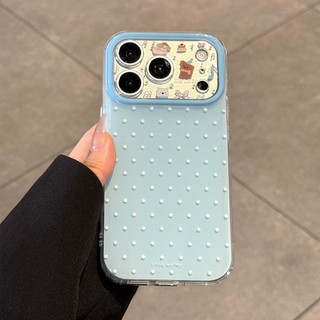 Ốp điện thoại imd hai lớp ống kính hoạt hình dễ thương màu hồng Wave Point cho iPhone 17Promax 14 15 16 Pro Max 13 Vỏ điện thoại chống sốc dành cho nữ