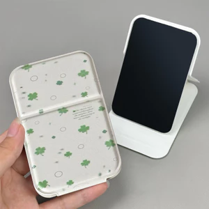 【Roshy】Gương trang điểm gấp gọn di động thích hợp cho ký túc xá và du lịch. nhỏ gọn họa tiết cỏ bốn lá