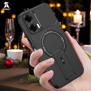 Dành Cho Motorola Moto G24 Power 4G Ốp điện thoại Cứng Cảm Giác Da Có Chân Đế Ẩn Vỏ Từ Tính Cạnh Mềm Chống Sốc Mỏng Vỏ