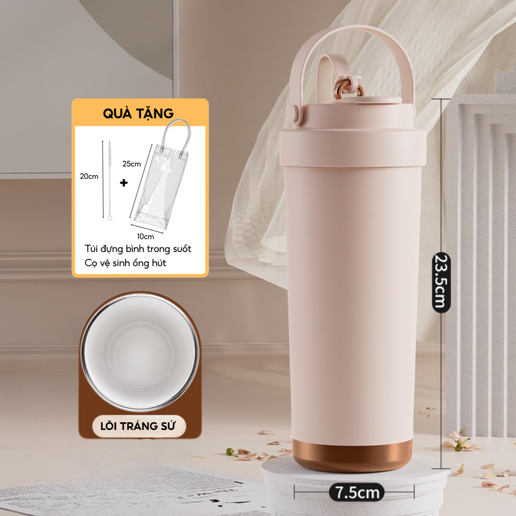 Ly giữ nhiệt  Elegant Sakura Powder 500ml/750ml, inox 304 lõi tráng sứ, chính hãng 84HYDRO