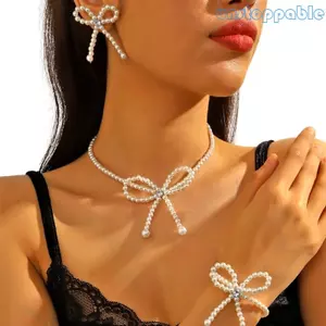 Unstop * Handmade Bướm Mặt Dây Chuyền Trang Sức Bộ Đính Hạt Nơ Vòng Cổ Bông Tai Vòng Tay