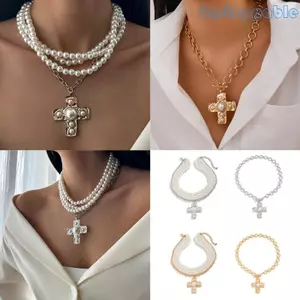 Unstop * Vòng cổ mặt dây chuyền đóng đinh Ngọc trai giả Chuỗi xương đòn đeo hàng ngày