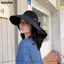 Mũ chống nắng mùa hè NICOLOO, Mũ ngư dân vành rộng chống tia cực tím, Màu trơn rỗng có khăn choàng có thể tháo rời Tấm che nắng đi biển du lịch