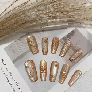 Handmade Gilt Nails Tính Khí Cao Cấp Làm Trắng Mắt Mèo Có Thể Tháo Rời Đeo Móng Tay Miễn Phí Thạch Keo Chà Dải