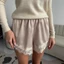 Quần short Satin ren FEDAOG, Quần short Mini thanh lịch eo co giãn, Thời trang ống rộng phong cách Y2K Thiết kế chắp vá cho thú cưng Mùa hè