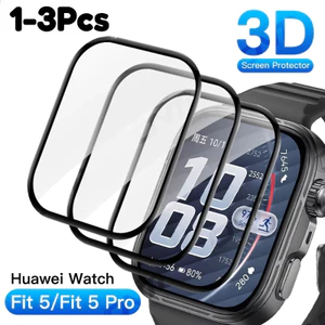 1-3 Chiếc Cong Kính Cường Lực Cho Huawei Watch Fit 5 4 3 Pro Đen Edge Bảo Vệ Màn Hình Cho Huawei Watch Fit 4Pro 5Pro 3 4 5 Chống Vân Tay Phim Kính HD