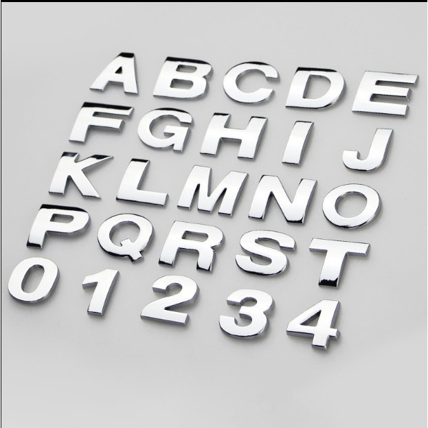 (Hàng cao cấp) Decal Số Nổi 3D/Tem Chữ Bằng Kim loại Cao Cấp Mạ Crom Kích Thước Cao 2,6 cm Dán Trang Trí Ô Tô Cobak Auto