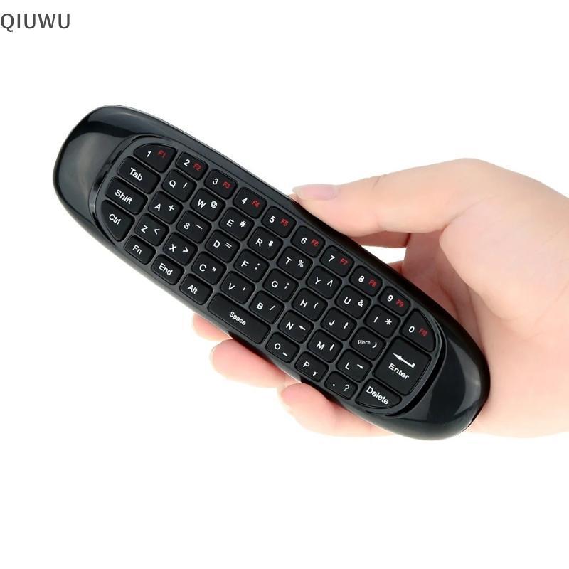 QIUWU 2.4GHz G Chuột Di Động C120 Air Mouse T10 Bàn Phím Chuột GYRO Air Fly Không Dây Sạc Cho Android TV Box m8s plus Z4.