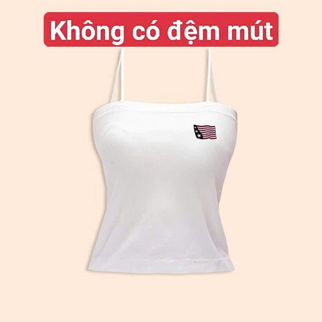 [ MỞ BÁN GIẢM 60% ] áo bún 2 dây  gân tăm mềm mịn co giãn -hình cờ mỹ -thoitrangthubio