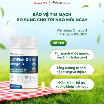 Viên uống dầu cá Omega3 tinh khiết Ausnatures Wild Fish Oil 110 viên
