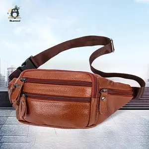 Túi đeo thắt lưng nam da thật không thấm nước dung tích lớn Dây kéo da bò Công nhân Du lịch Giải trí Túi điện thoại mới