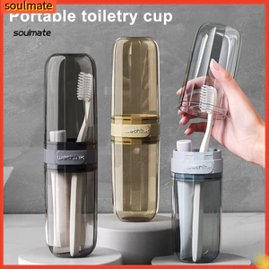 Hộp đựng bàn chải du lịch trong suốt nắp kín chống rò, kèm cốc súc miệng – Nhỏ gọn cho Đông Nam, thương hiệu soulmate