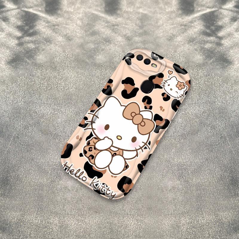 Thích hợp cho OPPO A5S A7 A12 F9 F9 Pro 3D Phụ kiện TPU mềm in họa tiết da báo Kitty Vỏ điện thoại chống sốc